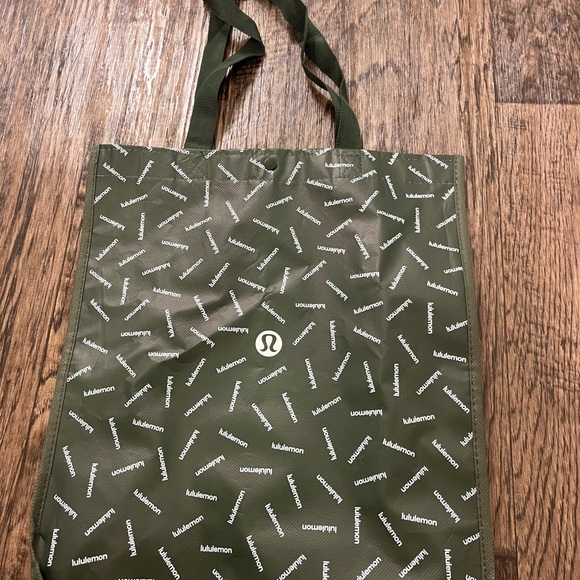 lululemon athletica Other - lululemon athletica Olive Green Logo Print Tote